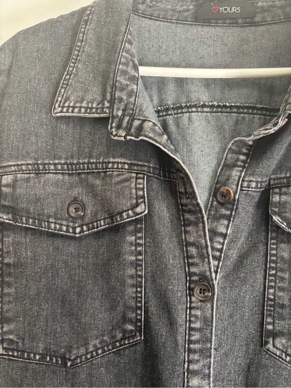 Yours Clothing Black Washed Denim Jacket - Picture 3 of 7